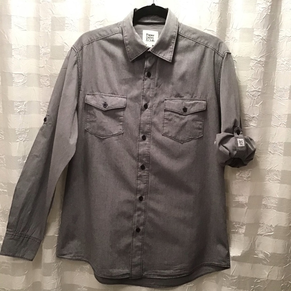 Paper Denim & Cloth Gray w/Black Pin Stripes Shirt